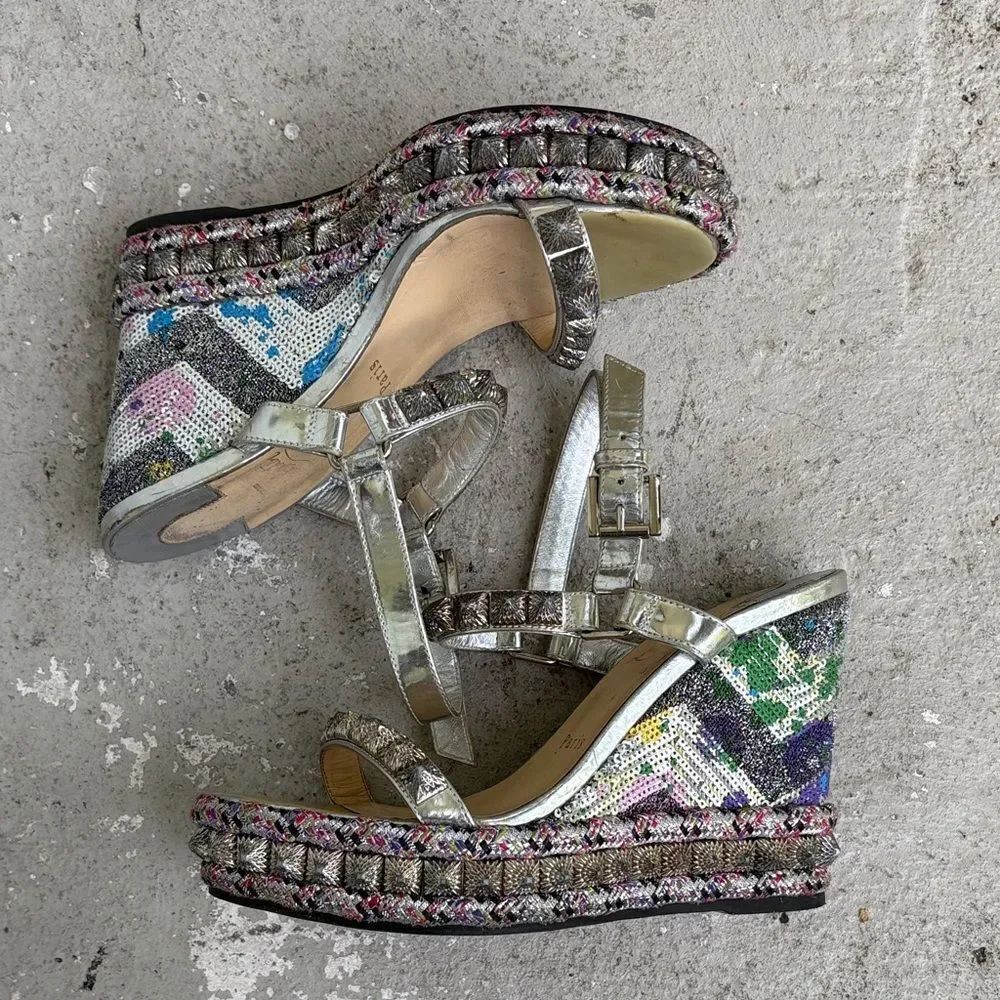 Christian Louboutin Pira Ryad 110 silver sequin platforms